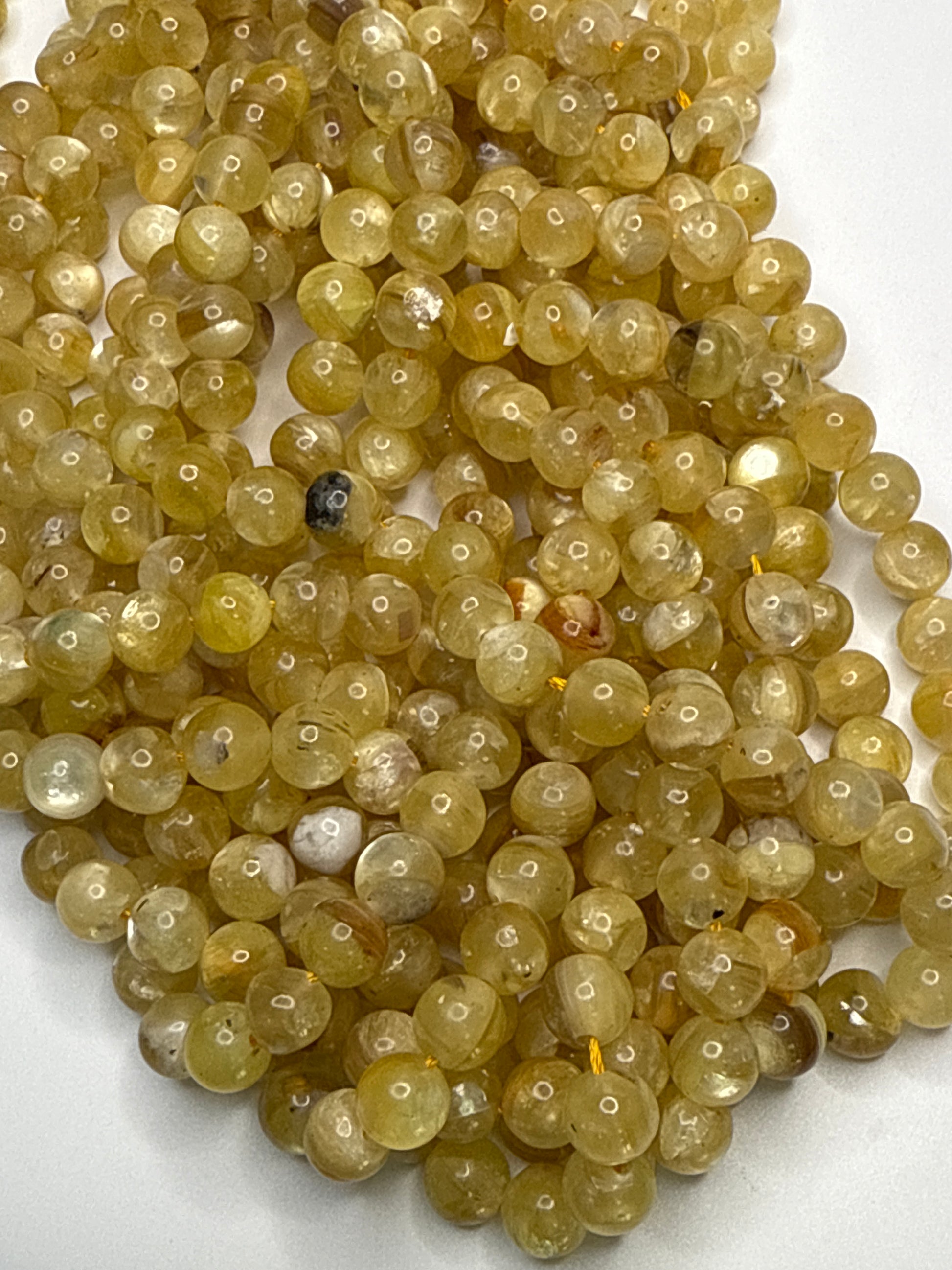 8mm Yellow Muscovite Mica Round Smooth.