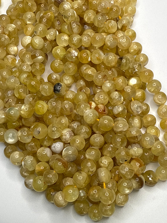 8mm Yellow Muscovite Mica Round Smooth.