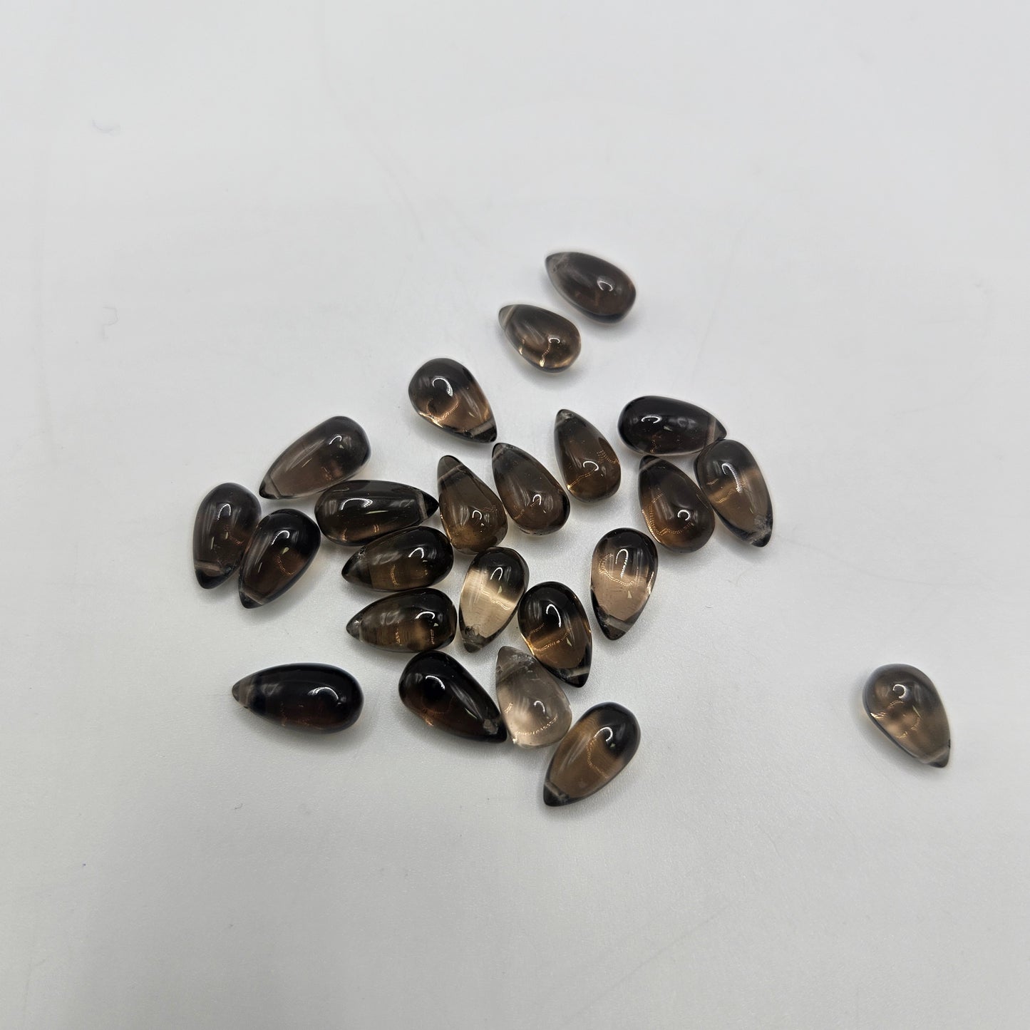 8mm smokey quartz top drill single bead.