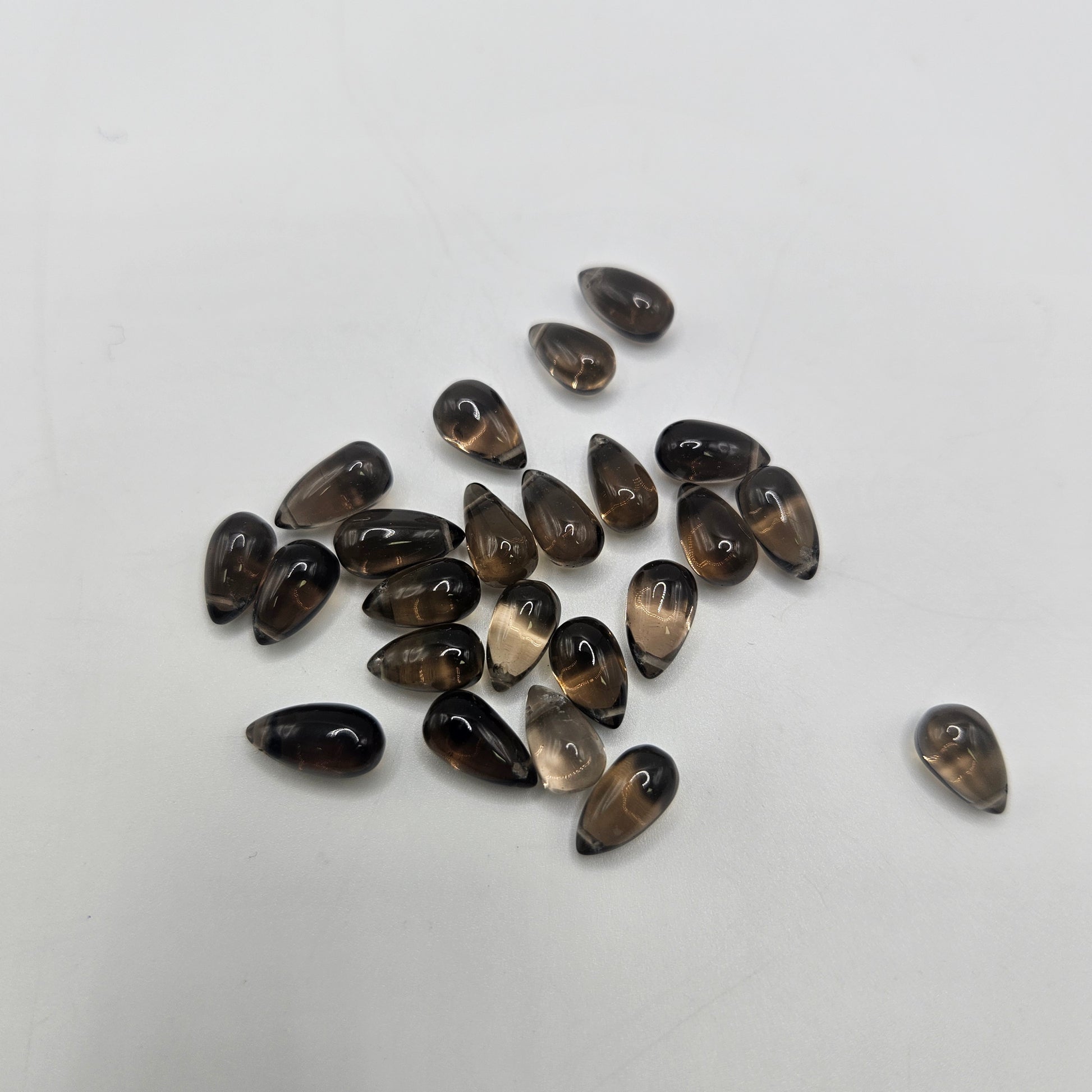 8mm smokey quartz top drill single bead.