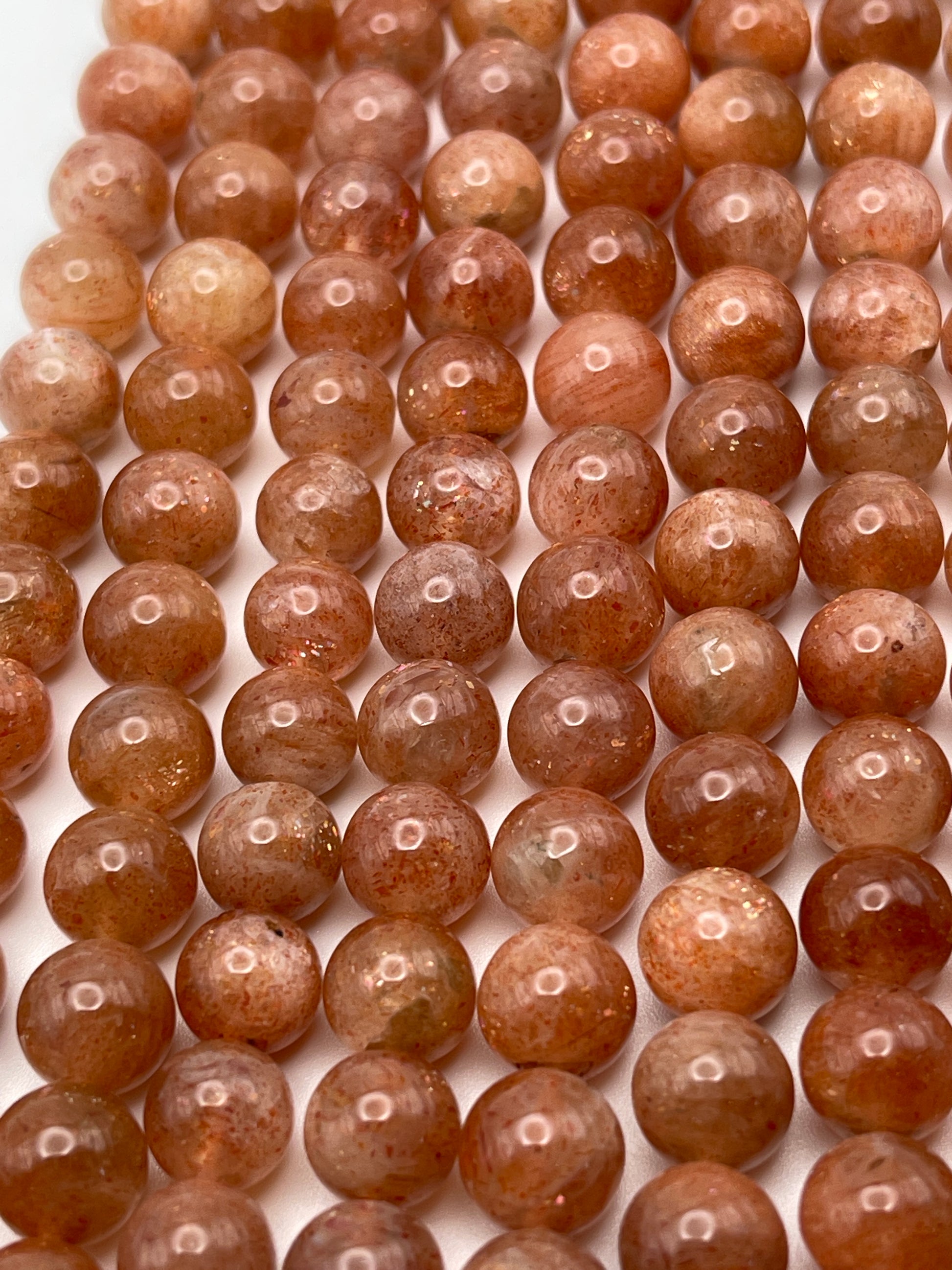 8mm Sunstone AA Round Bead Strand.
