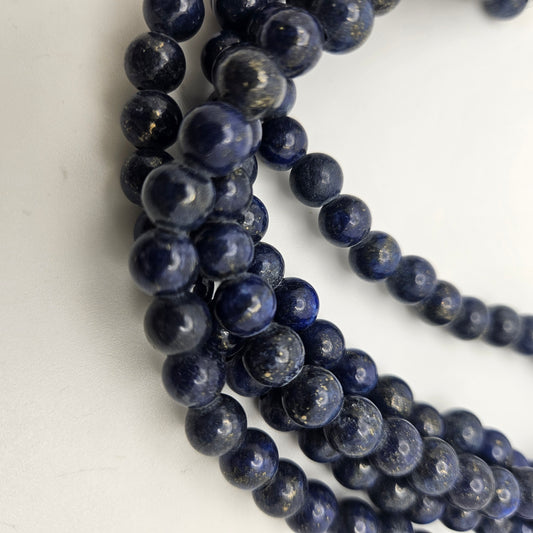 8mm Lapis Lazuli Large Hole Round Bead Strand.