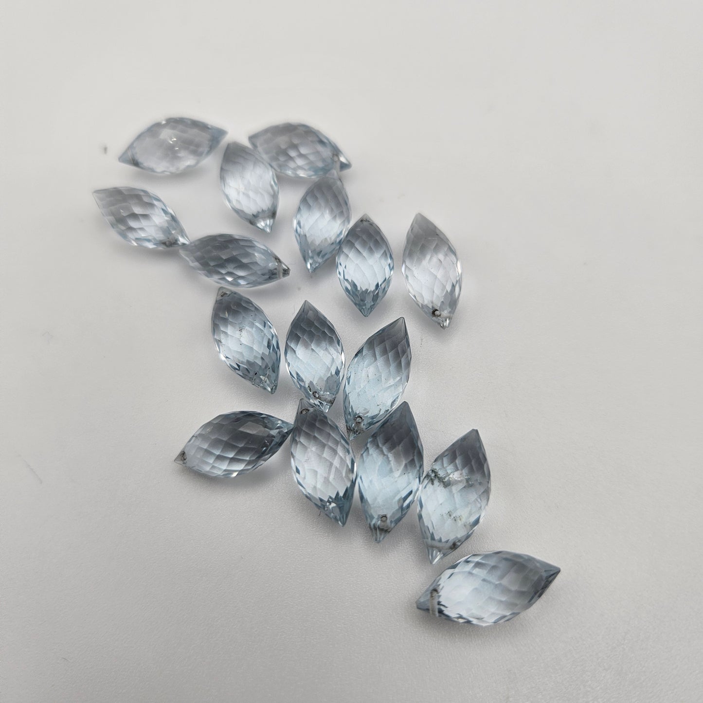 8mmx12mm Blue Topaz Faceted Top Drilled Single Bead.