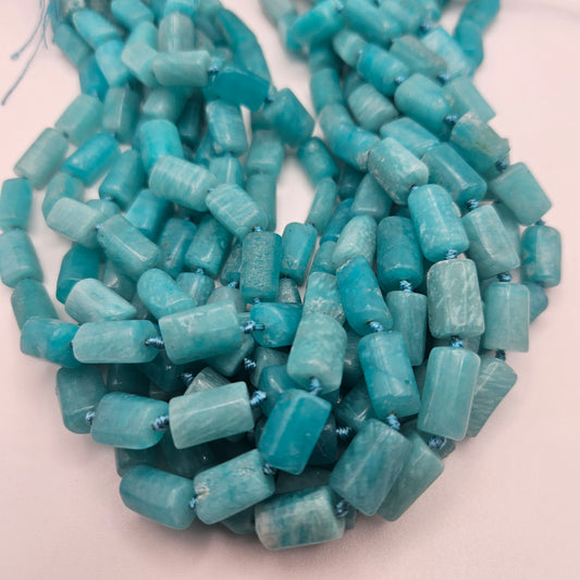 8x12mm Amazonite Rough Tube Bead Strand.