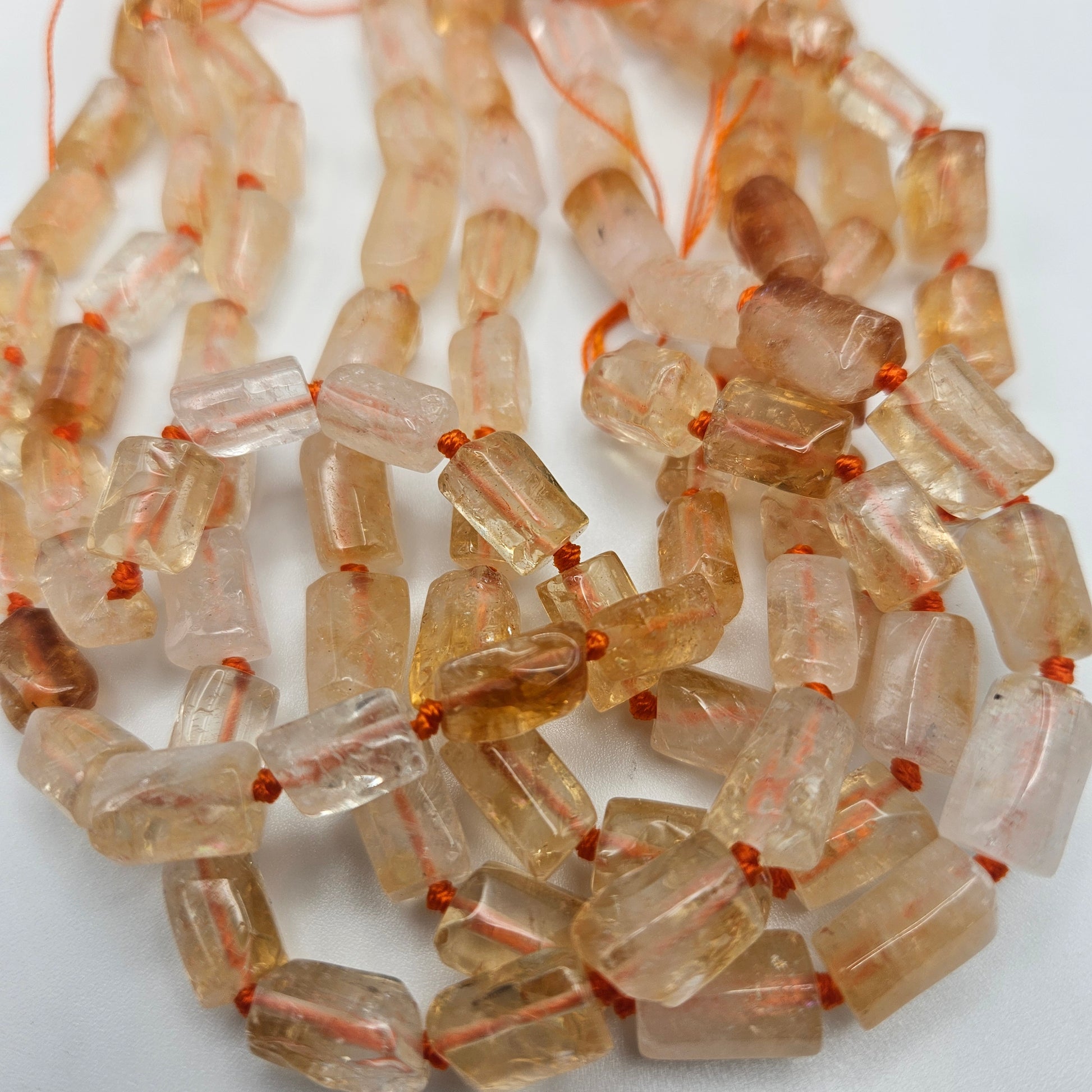 8x12mm Citrine Rough Tube Bead Strand.