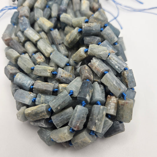 8x12mm Kyanite Rough Tube Bead Strand.