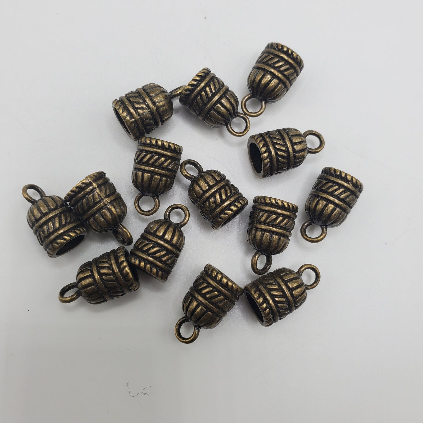 8x13mm Pewter Antique Brass End Cap, 6mm bdsz.