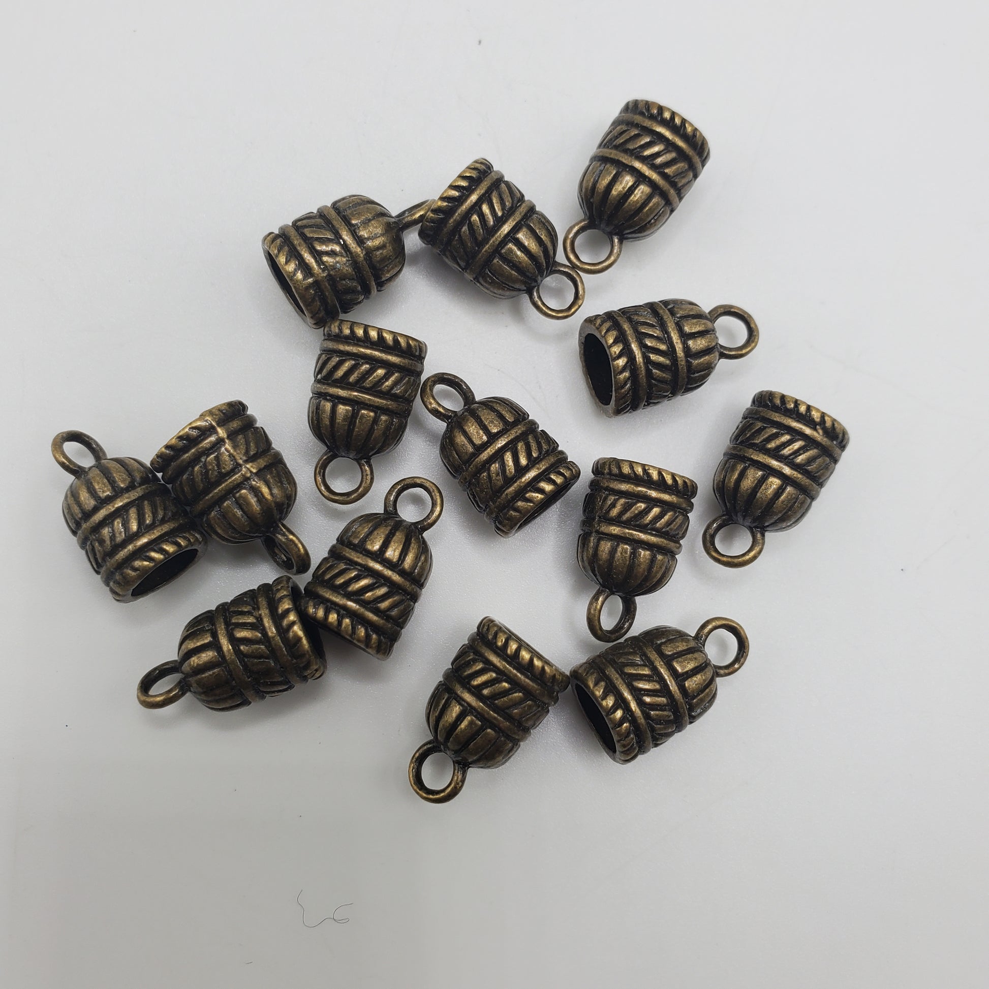 8x13mm Pewter Antique Brass End Cap, 6mm bdsz.