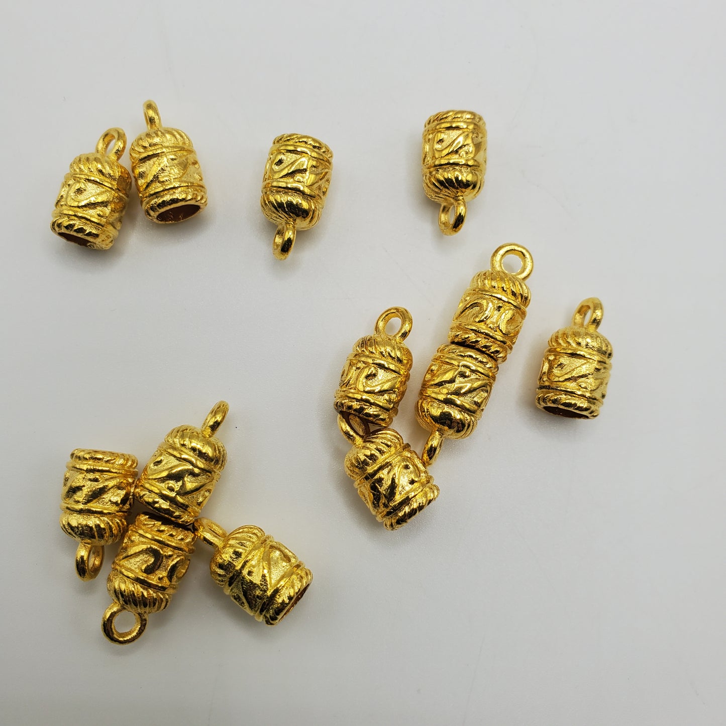 8x14mm Pewter Gold Ornate End Cap, 6mm bd sz.