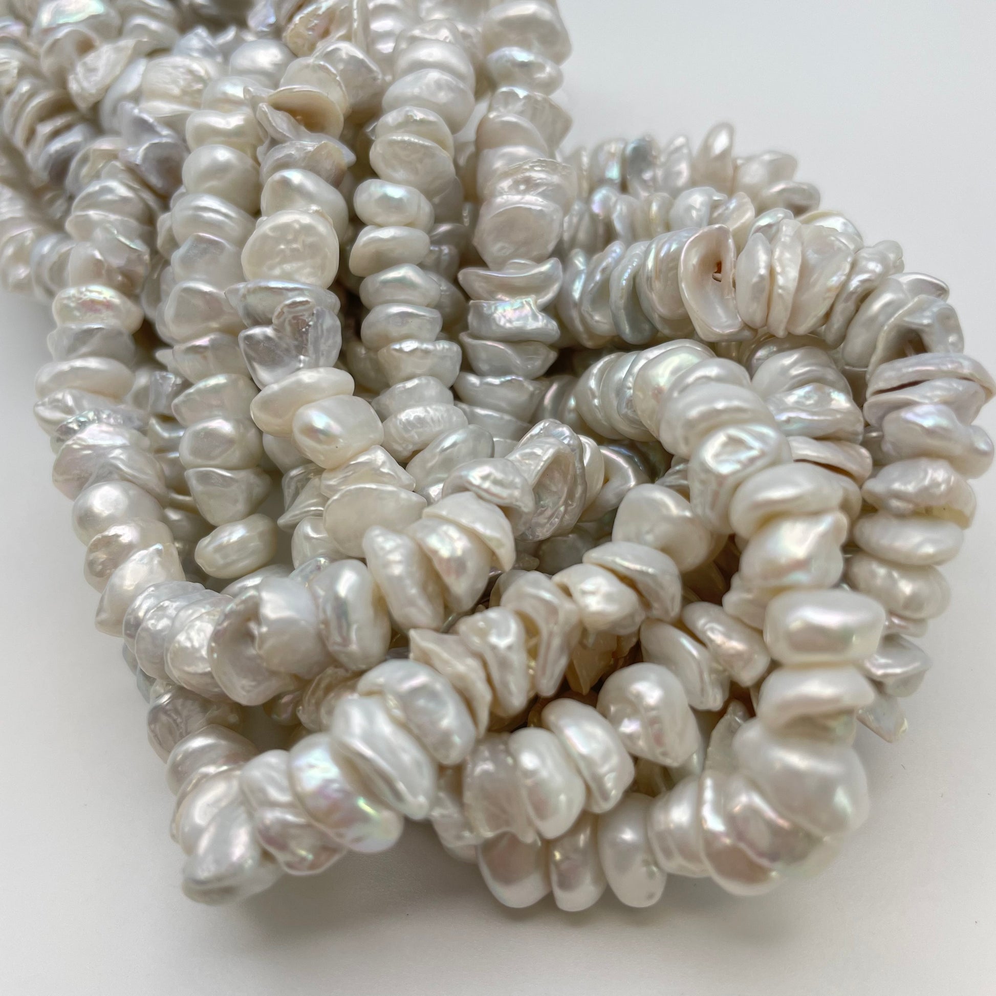8mm Raw Pearl Silver Strand