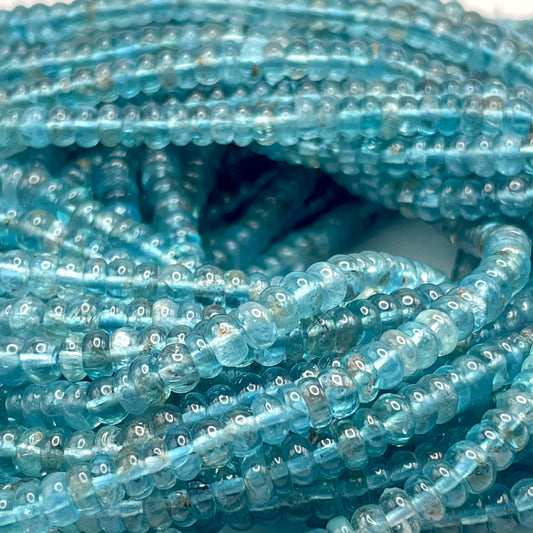 5mm Blue Apatite Roundel Smooth Bead Strand