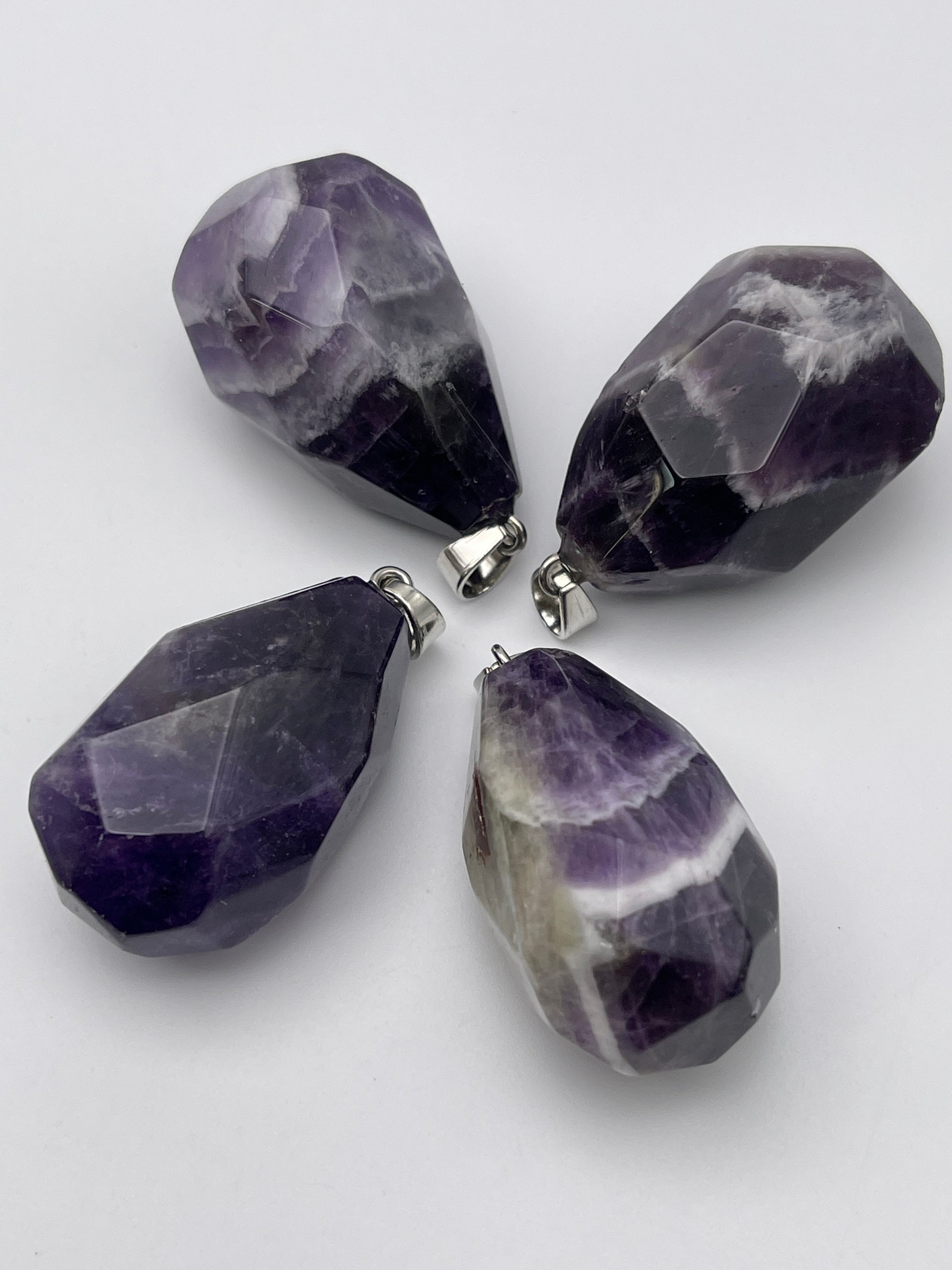 Amethyst Chevron Faceted Drop Pendant
