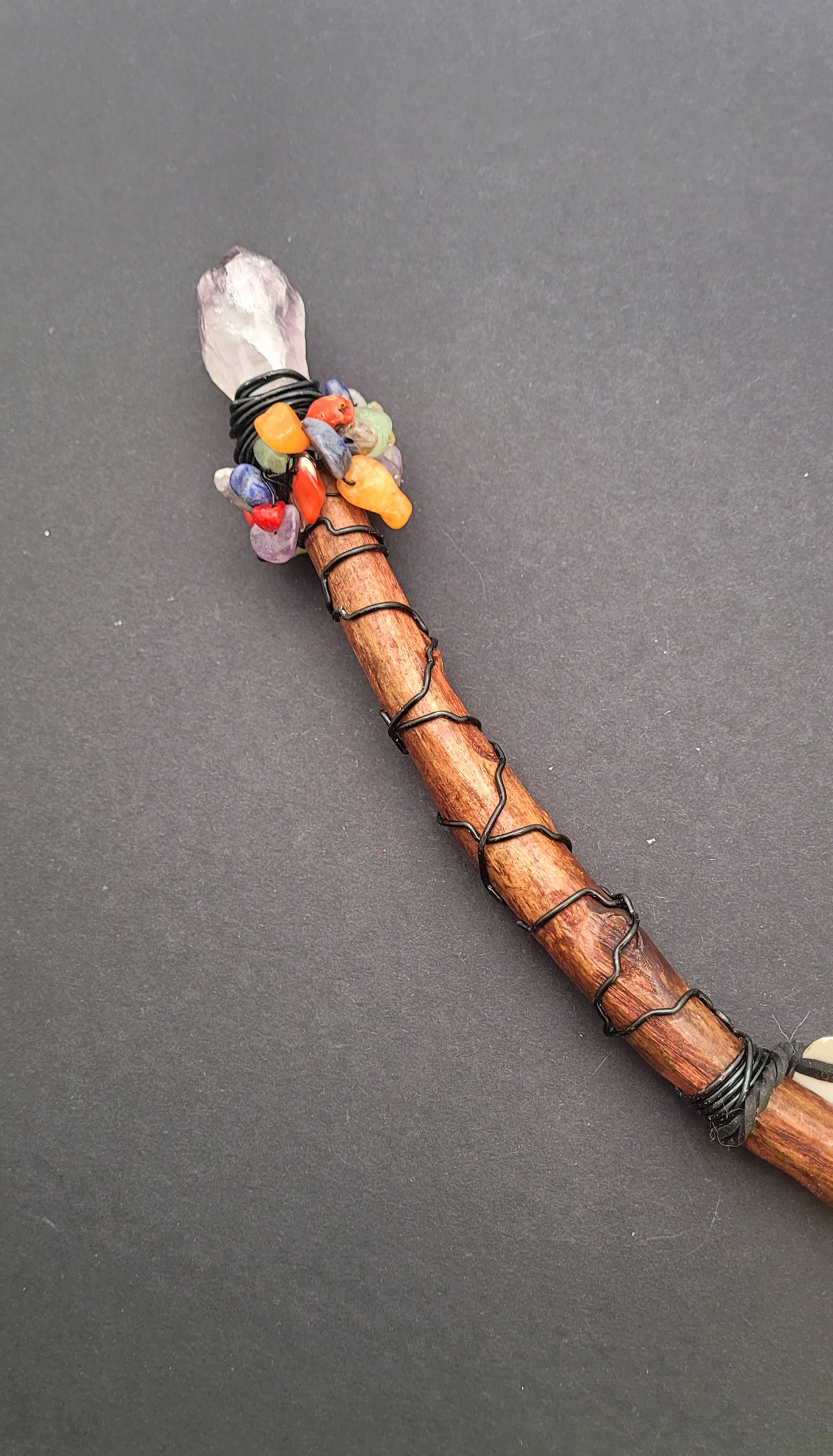 Handmade Amethyst and Mixed Gemstone Wand.