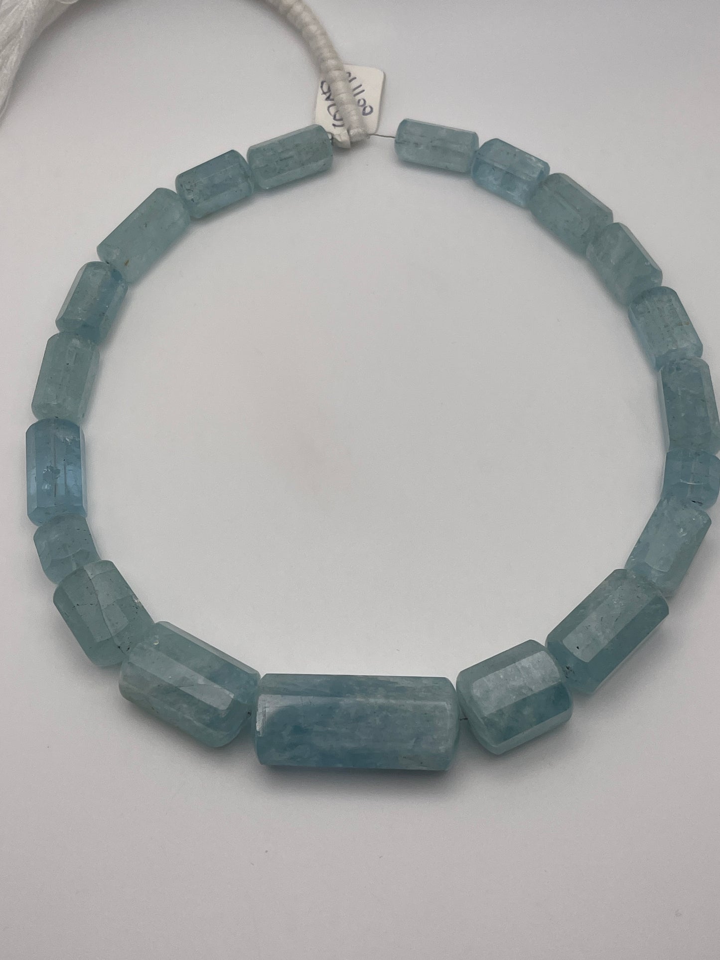 Aquamarine Barrel XL AA Bead Strand.