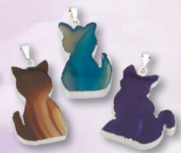 Assorted Agate Cat Pendant.