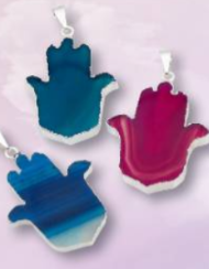 Assorted Agate Hamsa Pendant.