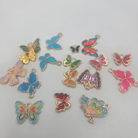 Assorted Butterfly Charms Gold Colored.