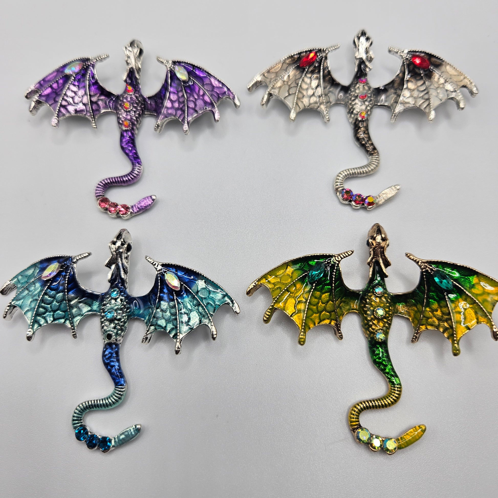 Assorted Color Crystal Dragon Charms 2x2 inch.