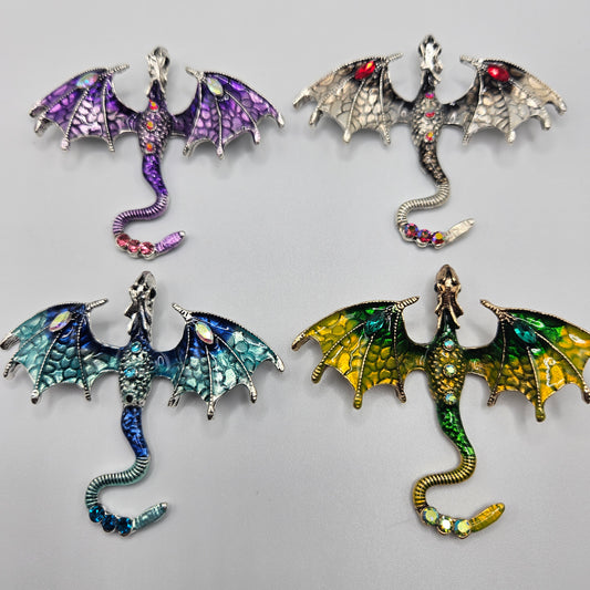Assorted Color Crystal Dragon Charms 2x2 inch.