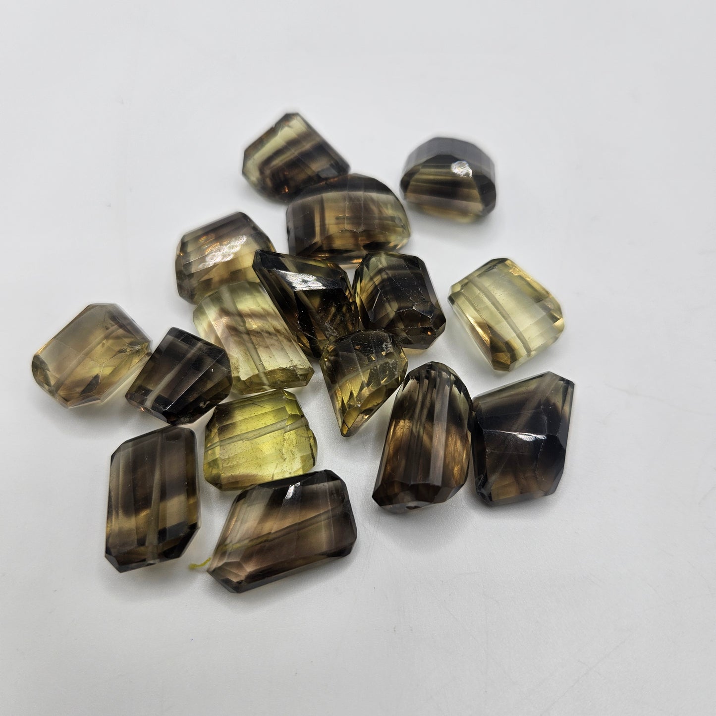 Assorted Faceted Smokey Quartz Chunk Single Bead.