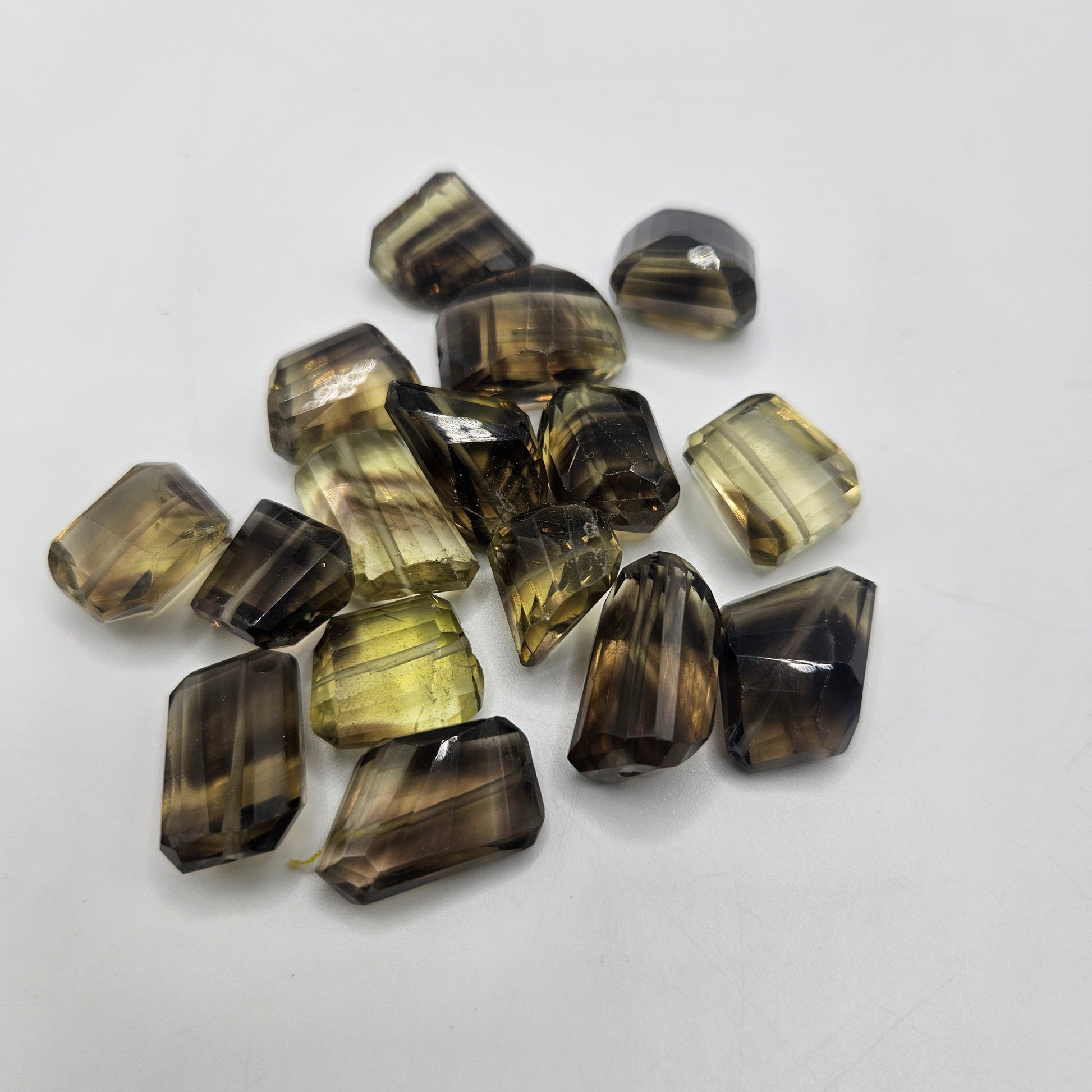 Assorted Faceted Smokey Quartz Chunk Single Bead.