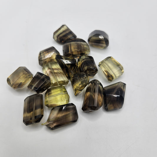 Assorted Faceted Smokey Quartz Chunk Single Bead.