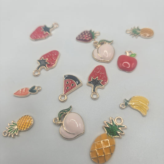 Assorted Fruit Charms Gold Colored..