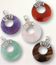 Assorted Gemstone Donut Pendant with Fancy Bail.