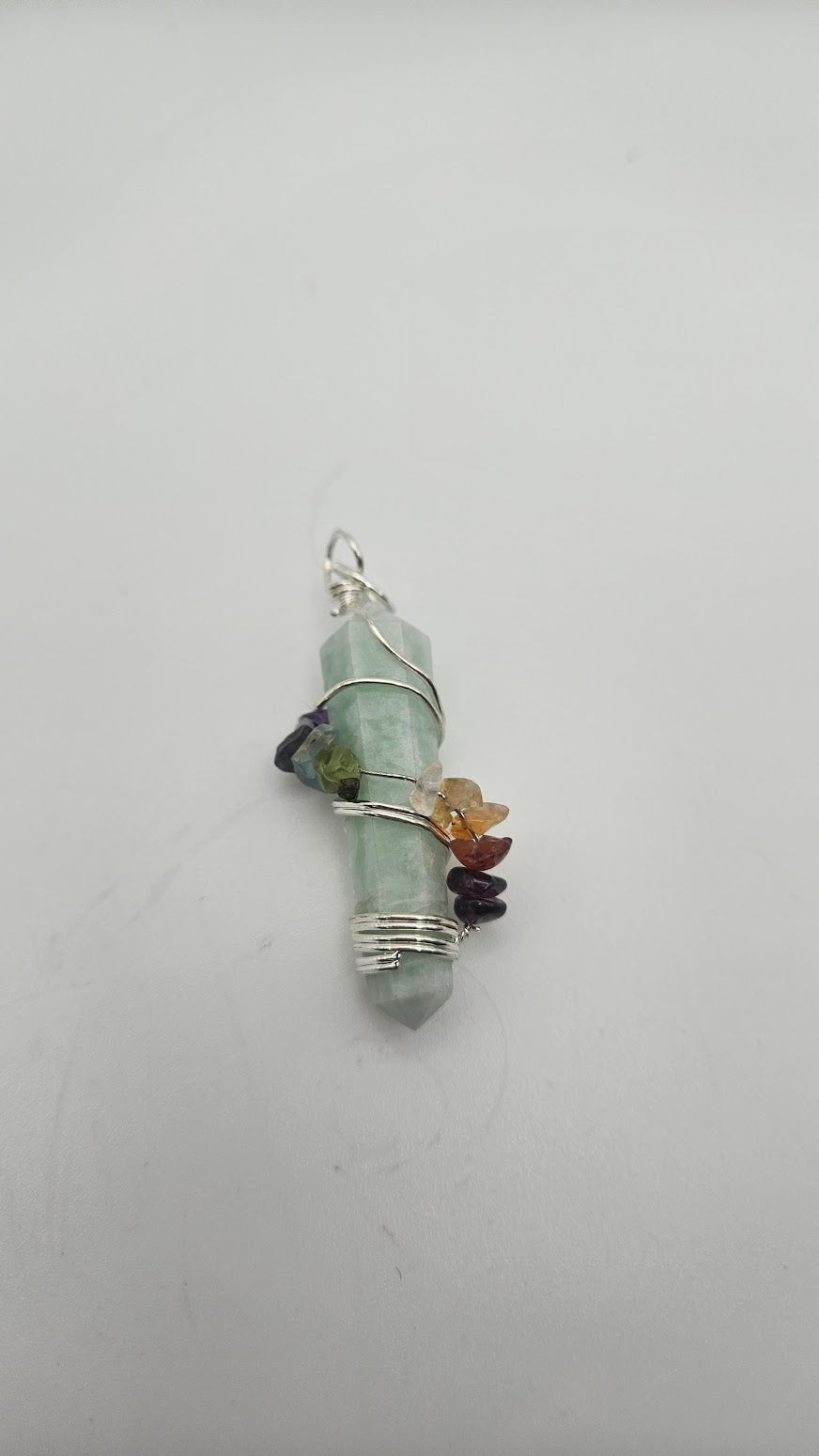 Assorted Gemstone Silver Chakra Point Wire Wrap.