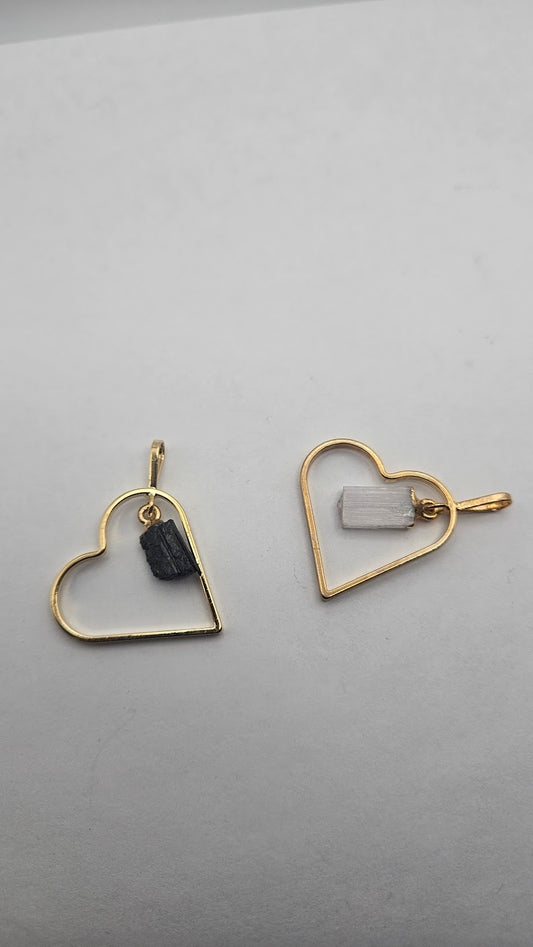Assorted Gold Filled Gemstone Heart Pendant.