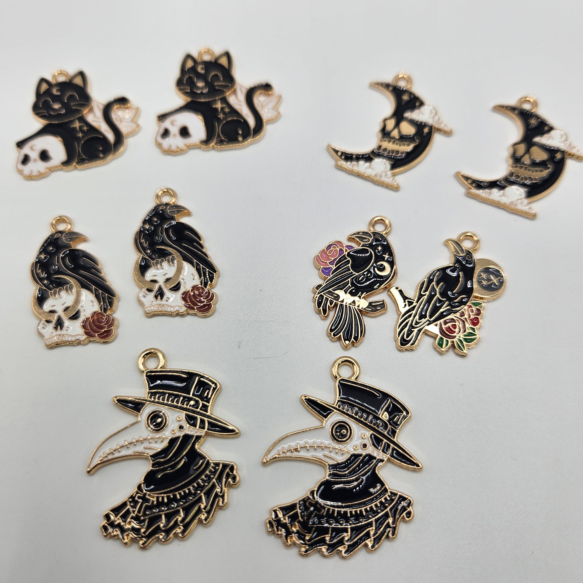 Assorted Halloween Enamel Gold Plated Charms.