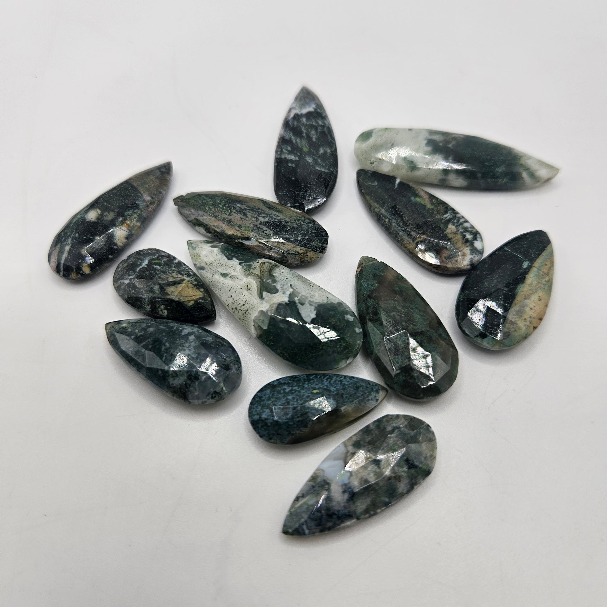 Assorted Moss Agate Top Drill Single Bead.