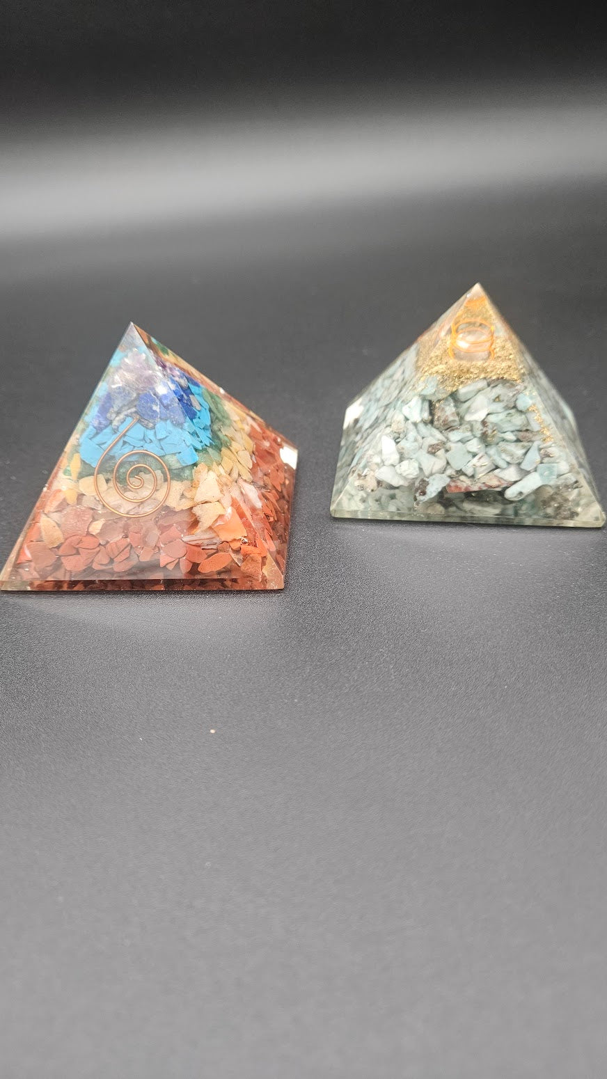 Assorted Orgon Pyramids.