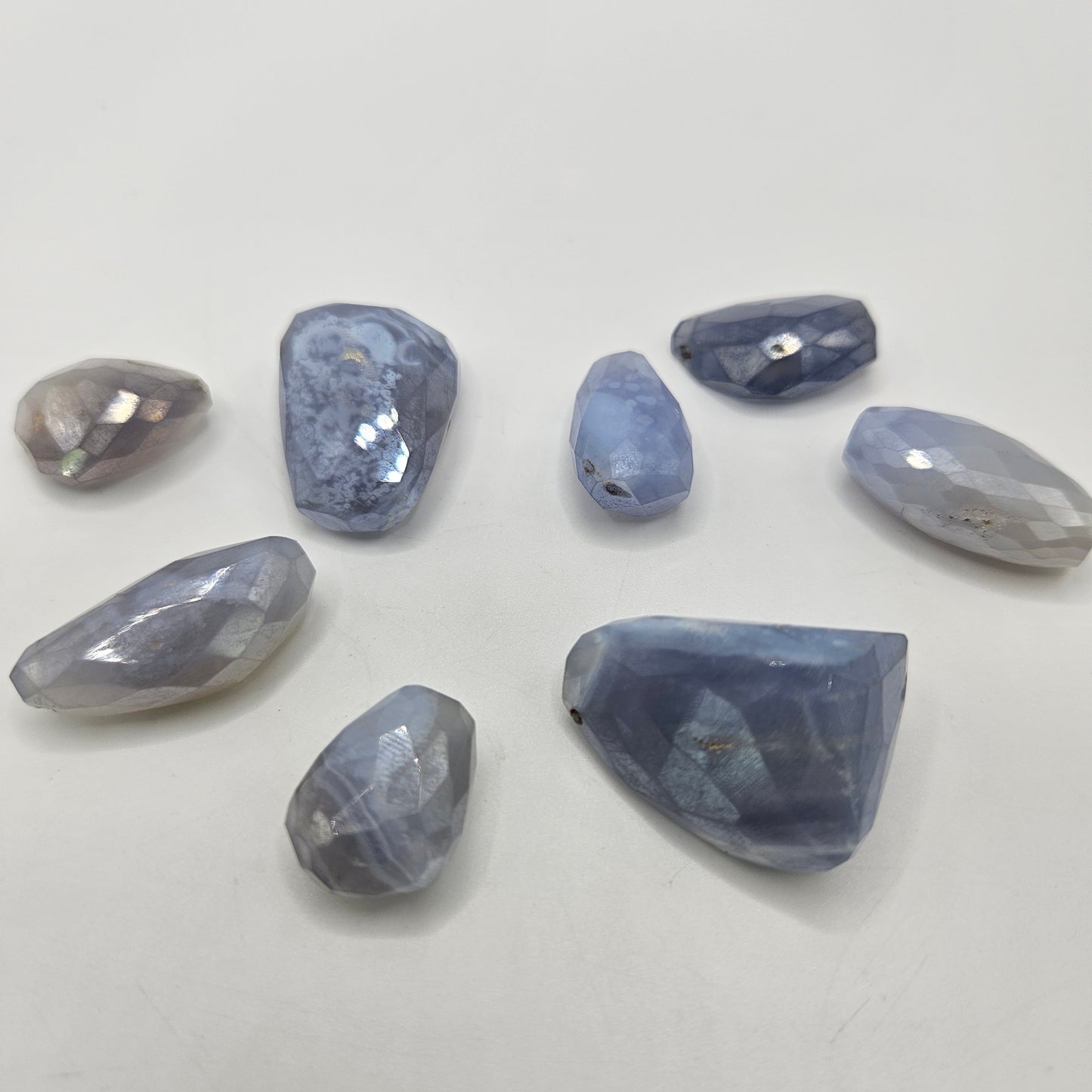 Assorted Faceted Blue Lace Agate Top Drill Chunk Single Bead.