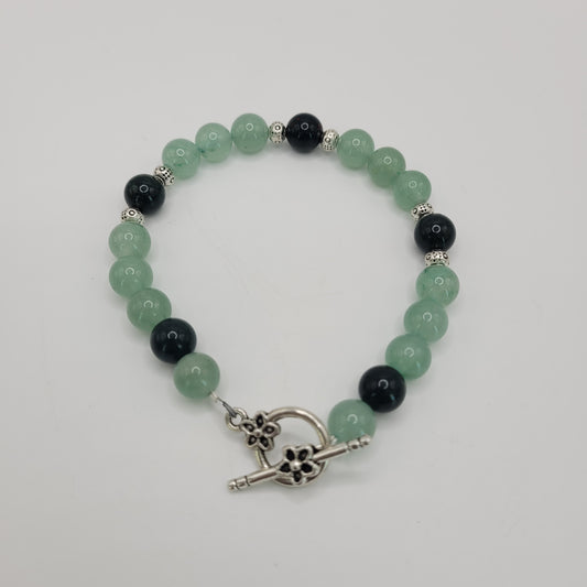 Aventurine And Moss Agate Bracelet Kit With Silver Plated Findings.