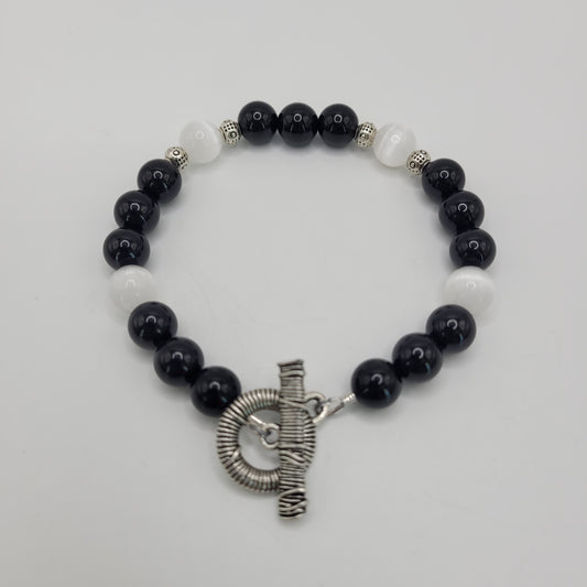 Black Tourmaline And Selenite Bracelet Kit With Silver Findings.