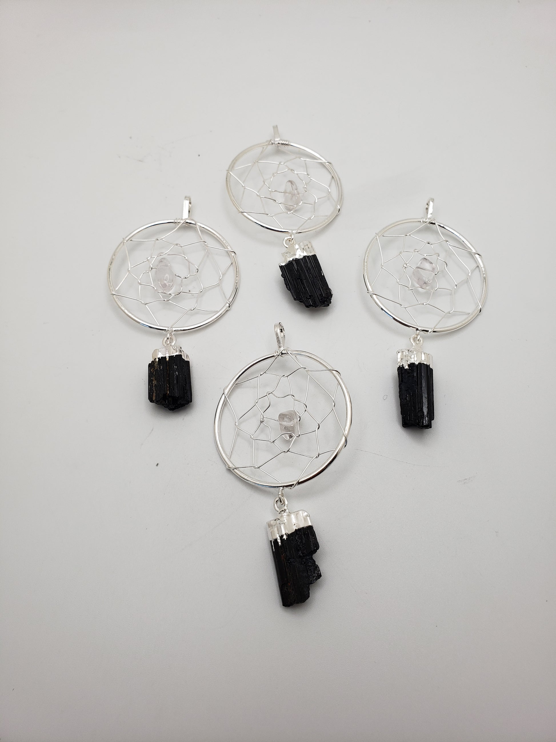 Black Tourmaline Dreamcatcher Pendant.