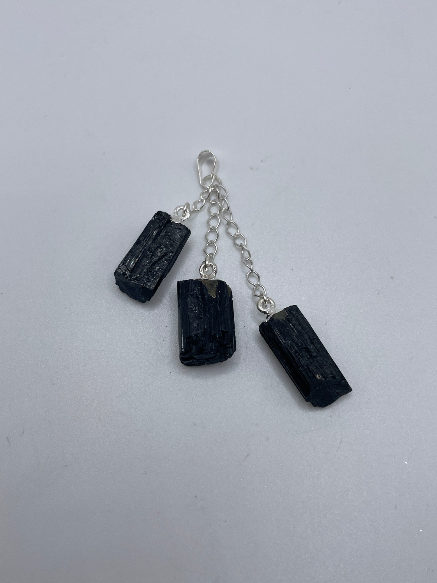 Black Tourmaline Triple Chain Pendant.