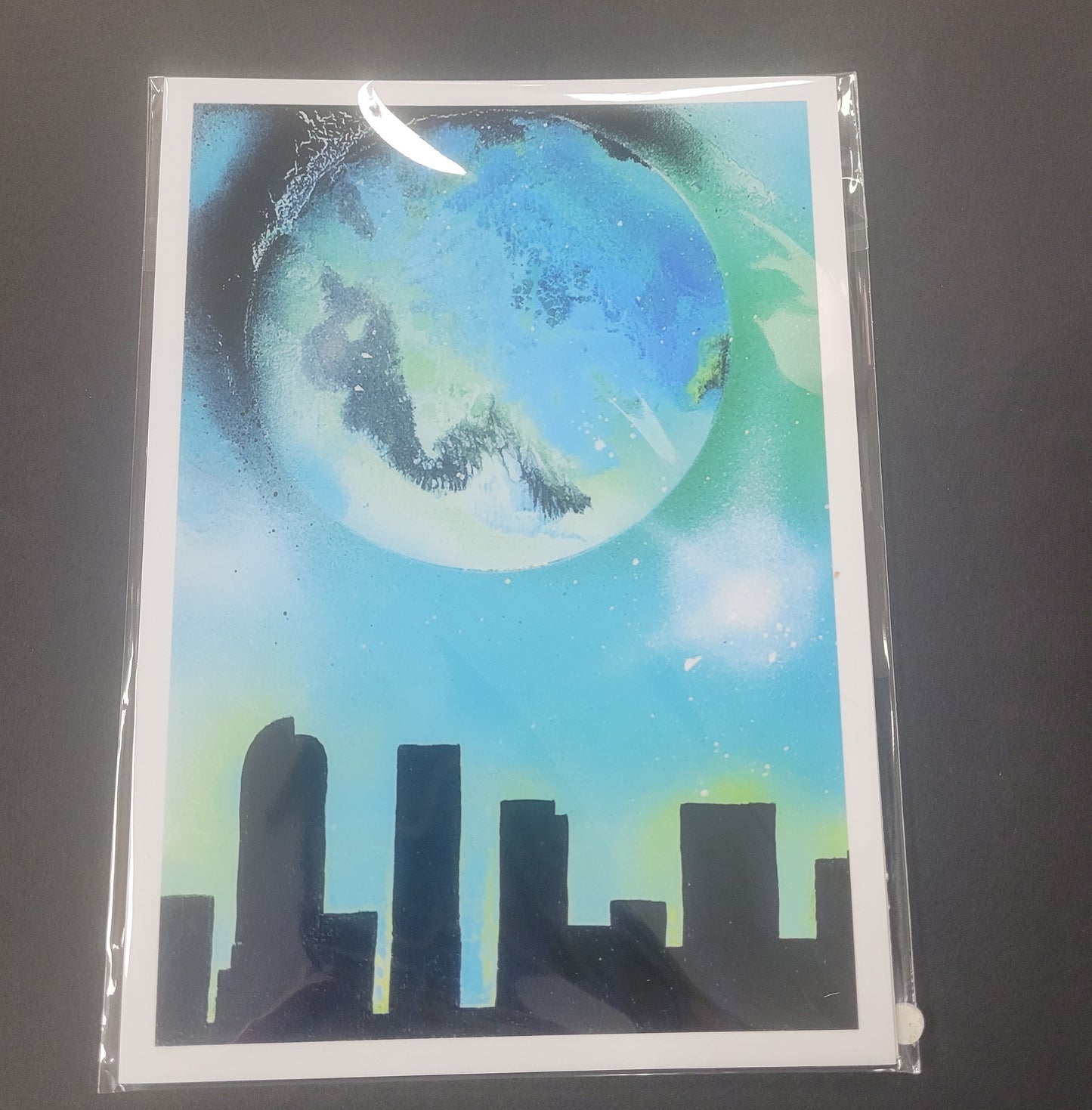 Blue And Green Space Print of Original Painting.