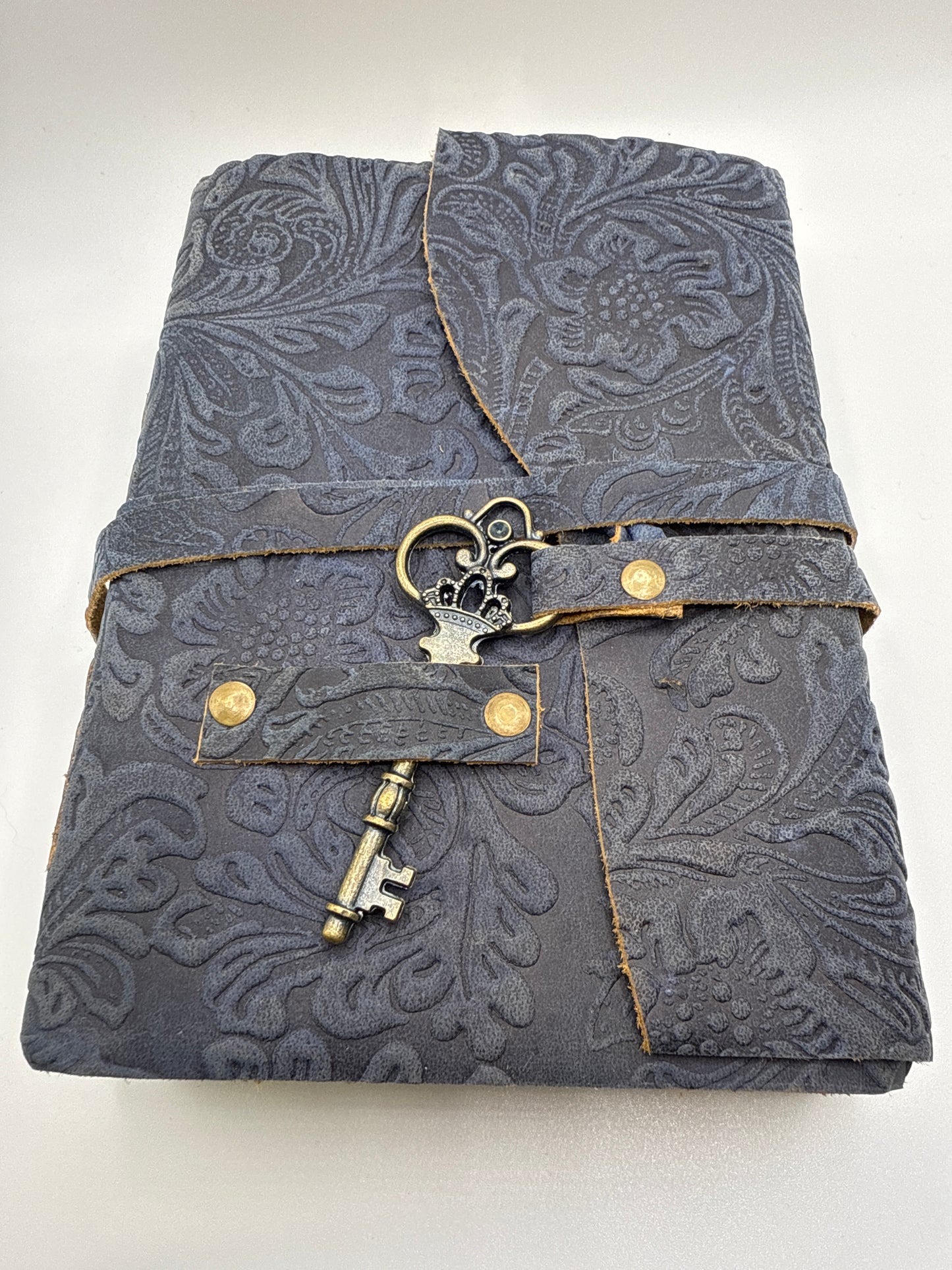 Blue Flower Journal with Key Closure.