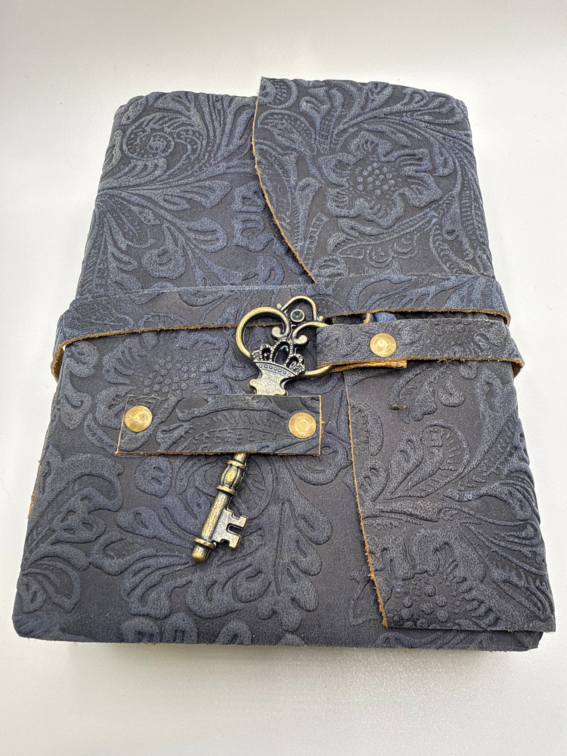 Blue Flower Journal with Key Closure.