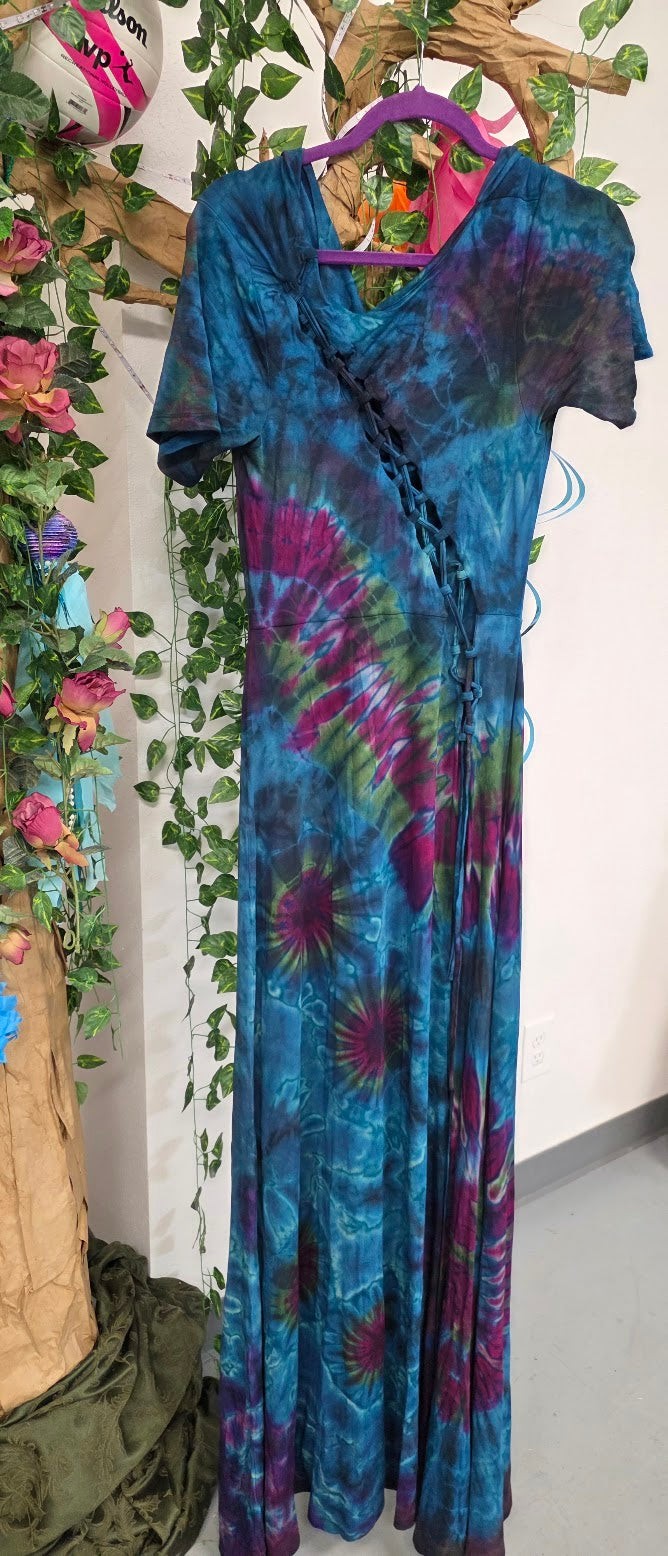 Blue Long Tie-Dye Dress.