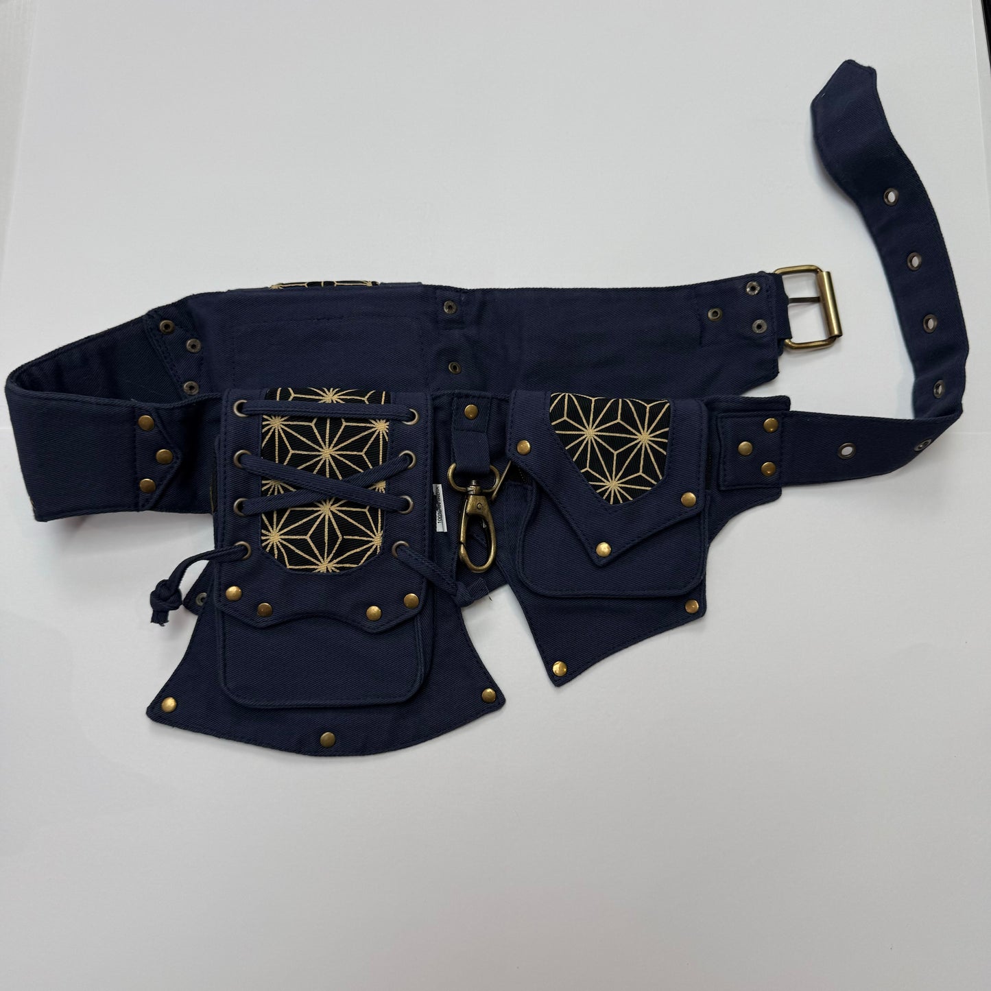 Blue Print Waist Bag Cotton.