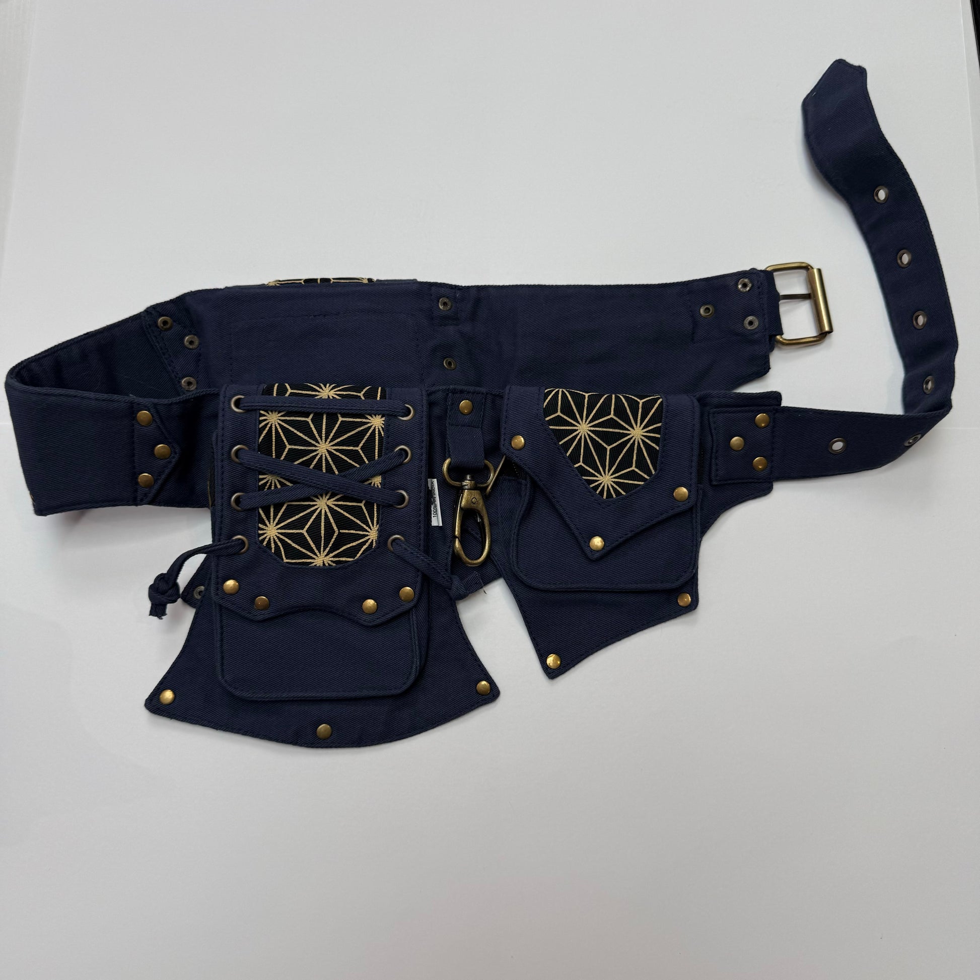 Blue Print Waist Bag Cotton.