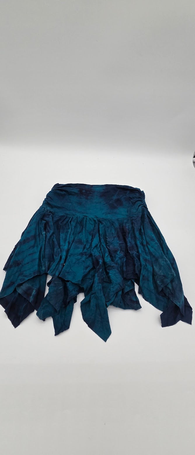 Blue Tie-Dye Flowing Mini Skirt.