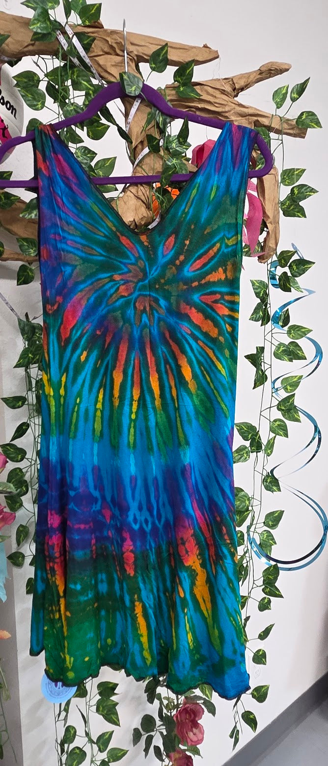 Blue Tie-Dye Summer Dress