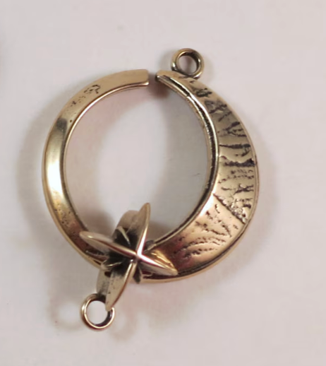 Bronze Moon & Star Slot Clasp: Lunar Necklace Component.