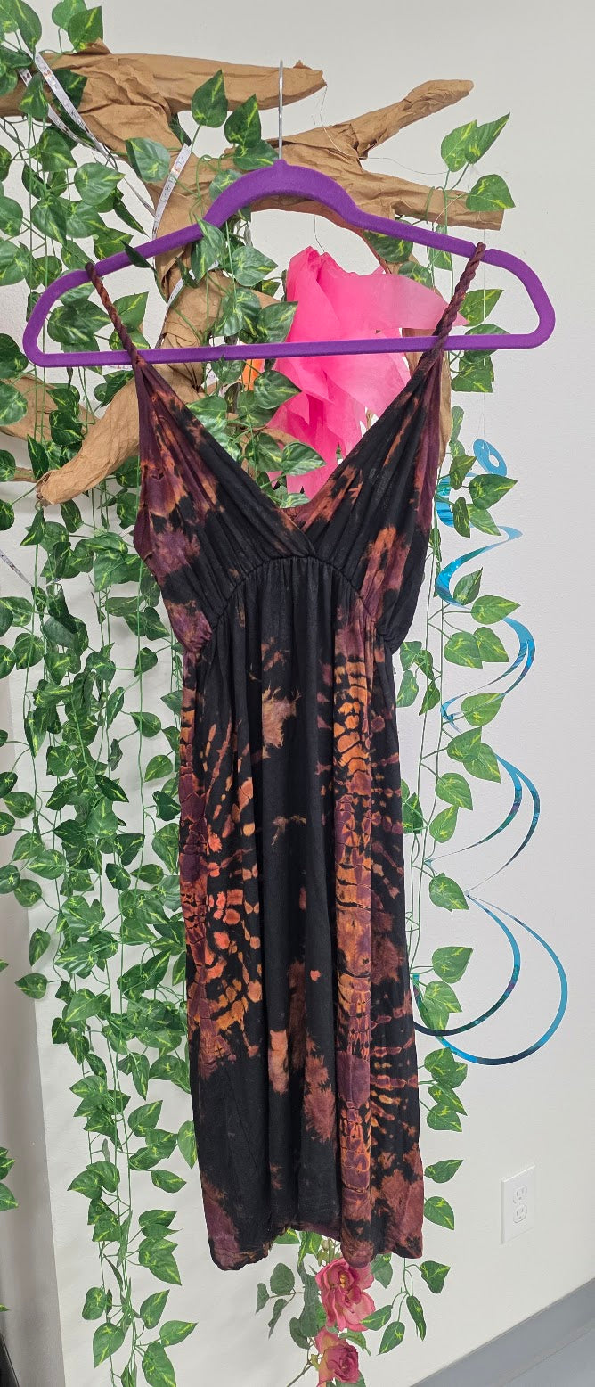 Brown Braided Tie-Dye Dress
