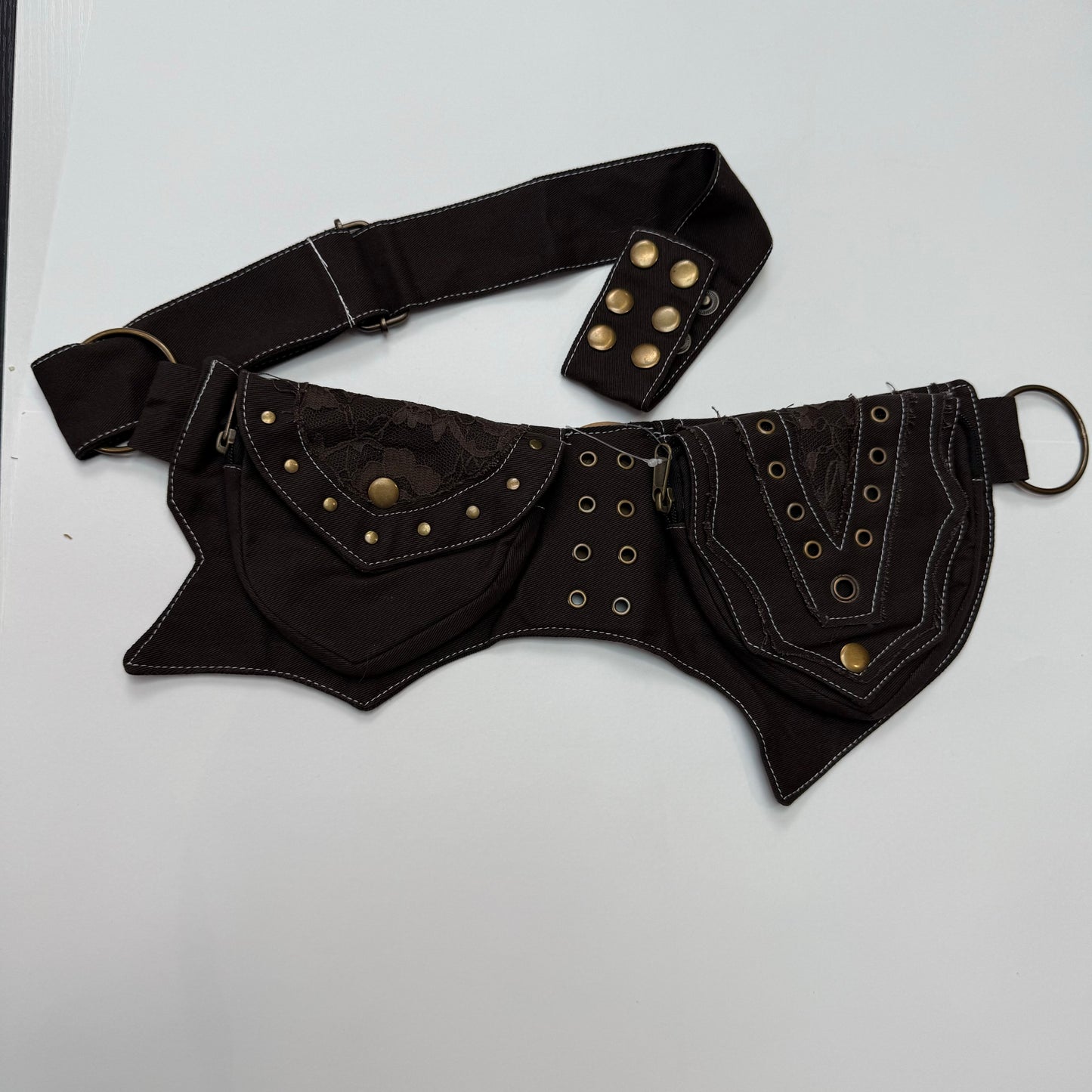 Brown Lace Waist Bag Cotton.