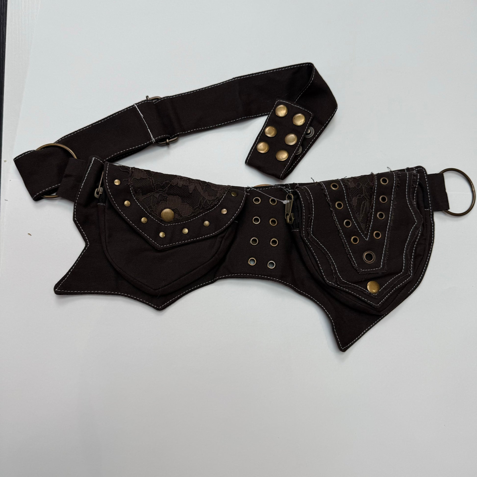 Brown Lace Waist Bag Cotton.